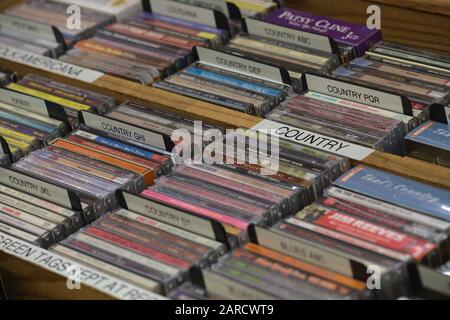 Compact Discs CDs on sale in a music store in Houston, Texas Stock Photo