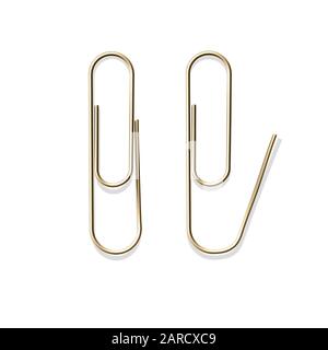 Realistic metal paper clips on sheets set Vector Image