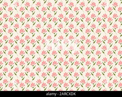 spring pink vintage floral seamless pattern for drapery Stock Vector