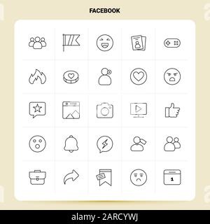 Facebook Line Style Icon Design Social Media Multimedia Communication And Digital Marketing Theme Vector Illustration Stock Vector Image Art Alamy