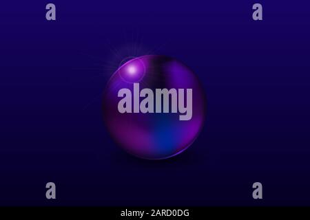 Lens abstract circle object with light reflection round shape magic ball sphere on dark blue background isolated object Stock Vector