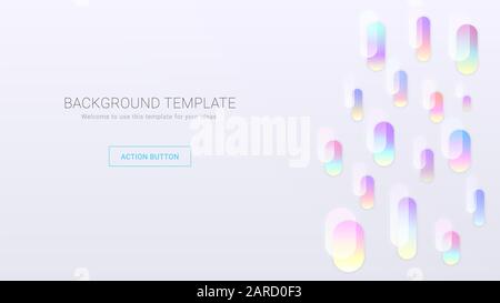 Light background modern template colorful stripes rainbow gradient round columns with text block title subtitle and action button placeholder for web, Stock Vector