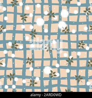Seamless pattern with leaves on blue background. Vector Illustration Stock Vector