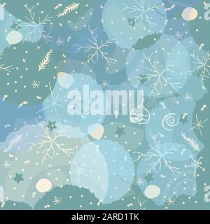 Winter Seamless pattern with pine branches, berries and twigs. Great for wall art design, gift paper, wrapping, fabric, textile, etc. Vector Illustrat Stock Vector