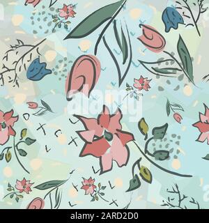 Trees with no leaves. Continuous Pattern. Partly Seamless. Vector Illustration Stock Vector