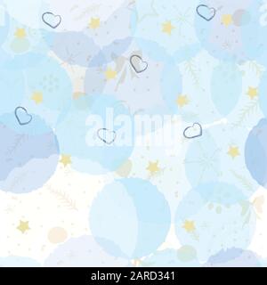 Hand Drawn Seamless Pattern with berries, leaves, twigs and branches on blue. Vector Illustration Stock Vector