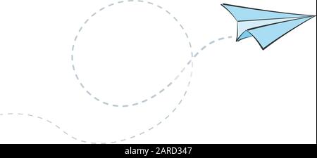 paper plane scribble and spiral flight path, air travel concept vector illustration Stock Vector