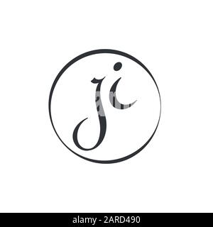letter JI Logo Design Vector Template. Initial Linked Letter Design JI Vector Illustration Stock Vector