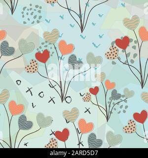 Seamless Cute Pattern with colorful air Balloons. Scandinavian Style. Vector Illustration. Stock Vector