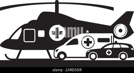First aid on land and air – vector illustration Stock Vector