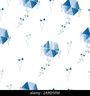 seamless pattern with blue kites vector Stock Vector