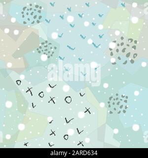 Seamless Winter Pattern with Hand Drawn Winter Plants. Scandinavian Style. Stock Vector