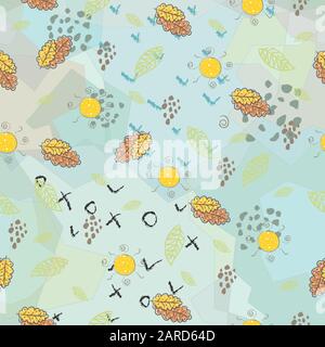 Seamless Pattern with hand drawn leaves. Scandinavian Style. Vector Illustration Stock Vector