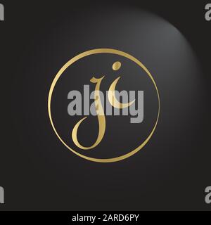 letter JI Logo Design Vector Template. Initial Linked Letter Design JI Vector Illustration Stock Vector