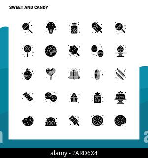 25 Sweet And Candy Icon set. Solid Glyph Icon Vector Illustration Template For Web and Mobile. Ideas for business company. Stock Vector