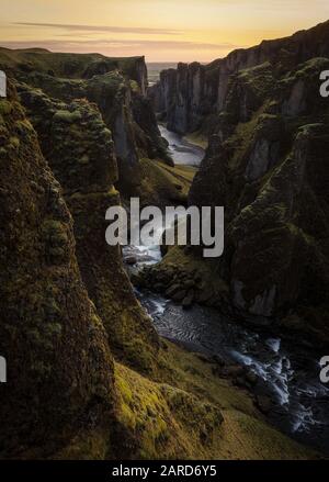 Fjadrargljufur canyon, a great gorge in Iceland Stock Photo