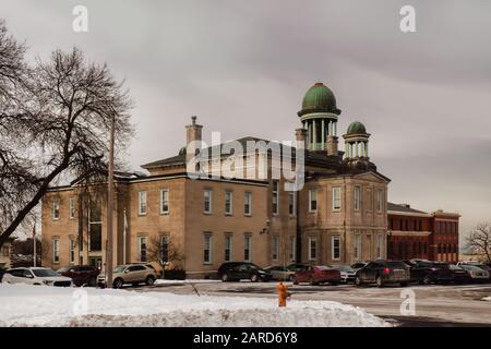 Oswego, New York, USA. January 23, 2020. View of the Oswego County Courthouse. Early Renaissance Revival style it is listed on the National Registry o Stock Photo