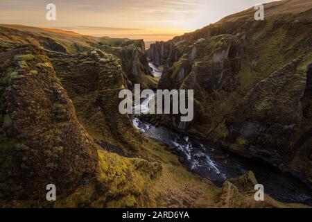 Fjadrargljufur canyon, a great gorge in Iceland Stock Photo