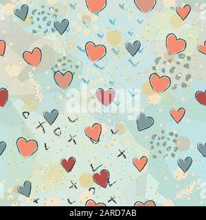 Seamless Pattern with Hearts. Scandinavian Style. Stock Vector
