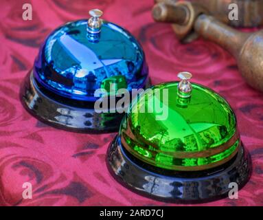 vintage bell to call the reception staff at a second-hand market Stock Photo