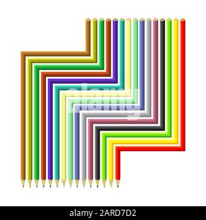 Set of Colorful Pencils Isolated on White Background Stock Vector