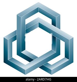 Impossible cube icon. Vector optical illusion shape on white background. Stock Vector