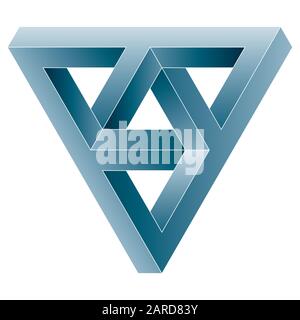 Impossible triangular icon. Vector optical illusion shape on white background. Stock Vector