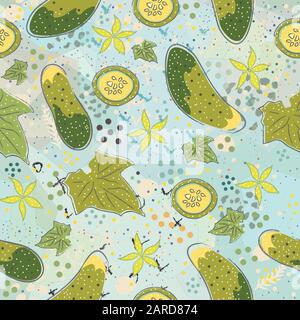Seamless Pattern with Cute Cucumbers. Scandinavian Style. Stock Vector