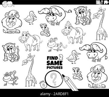 A coloring book page with different animals on the train Stock Vector ...