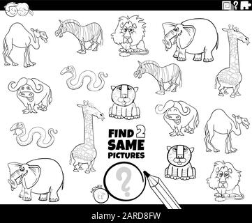 A coloring book page with different animals on the train Stock Vector ...