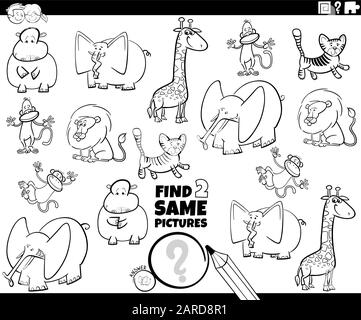 A coloring book page with different animals on the train Stock Vector ...