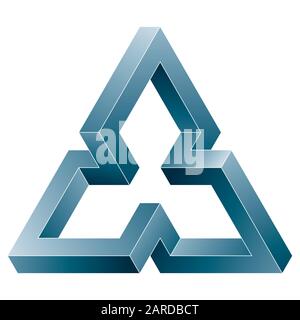 Impossible triangular icon. Vector optical illusion shape on white background. Stock Vector