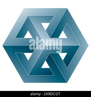 Impossible cube icon. Vector optical illusion shape on white background. Stock Vector