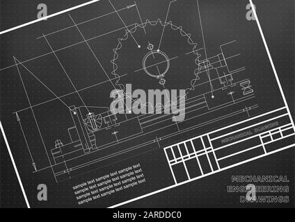 Mechanical drawings on a  white background. Engineering illustration. Frame. Black. Points Stock Vector