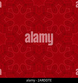 Seamless Mandala. Seamless floral ornament. Doodle drawing. Hand drawing. Seamless, floral motifs. Red Stock Vector