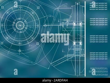 Mechanical engineering drawings. Vector Drawing. Blue and white Stock ...