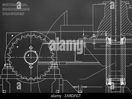 Blueprints. Engineering backgrounds. Mechanical engineering drawings. Cover. Technical Design. Black. Points Stock Vector