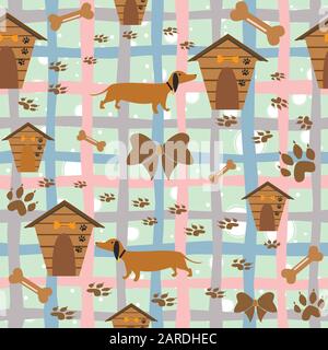 Seamless Dog Paw Pattern. Vector Illustration Stock Vector