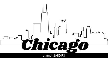 chicago skyline outline on white background, vector illustration Stock ...