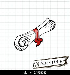 Style of children's drawing. Doodle drawing on a sheet of notebook. Scroll Stock Vector