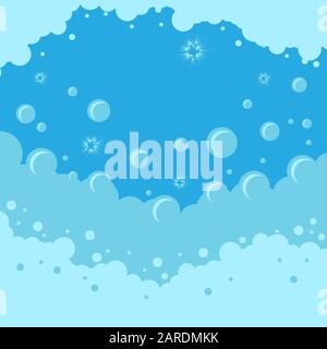 Circle Soap Bubbles Pattern on Blue Background Stock Vector