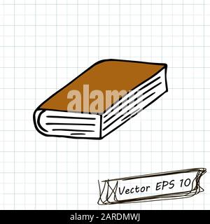 Style of children's drawing. Doodle drawing on a sheet of notebook. small book Stock Vector