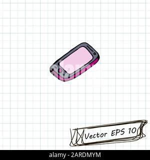 Style of children's drawing. Doodle drawing on a sheet of notebook. Smartphone Stock Vector