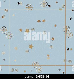 Frame on dotted background with snowflakes and stars. vector Illustration Stock Vector