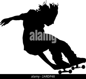 skateboarder silhouette in black vector graphic Stock Vector
