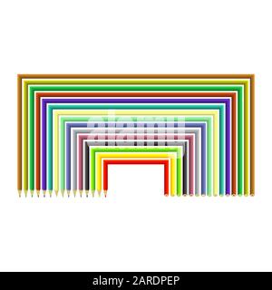 Set of Colorful Pencils Isolated on White Background Stock Vector