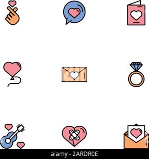 bundle of happy valentines day icons Stock Vector