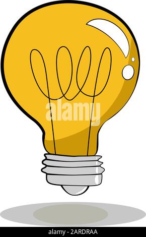 Vector of a light bulb shining in yellow color Stock Vector