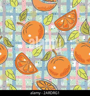 Seamless Pattern with Oranges. Scandinavian Style. Stock Vector