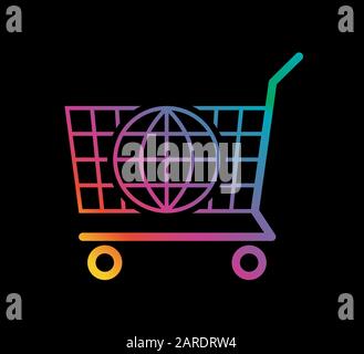 E-commerce icon in gradient colors. All the objects and background are in different layers. Stock Vector